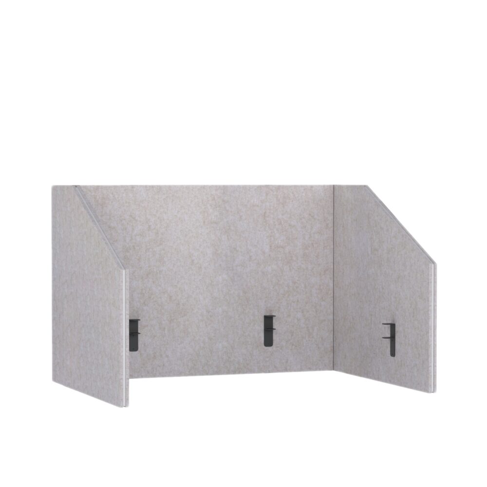 Przegroda na Biurko Pro.Felt D.2 - 3. Light Beige, Wymiary Elementów: 2x 93,4x80 cm; 1x 120x80 cm. Pasuje do biurka 120x60 cm; Wystaje poza biurko 30 cm