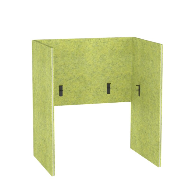 Przegroda na Biurko Pro.Felt DS.2 - 9. Lime, Wymiary Elementów: 2x 93,4x140 cm; 1x 120x80 cm. Pasuje do biurka 120x60 cm; Wystaje poza biurko 30 cm
