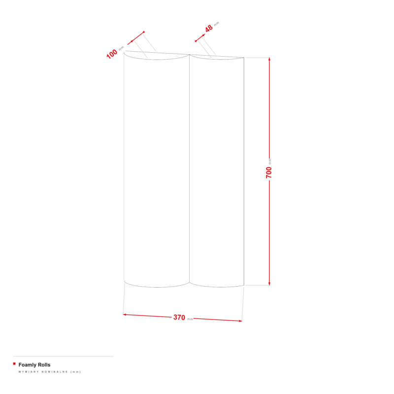 Foamly Rolls — rysunek wymiarowy 370 × 700 mm