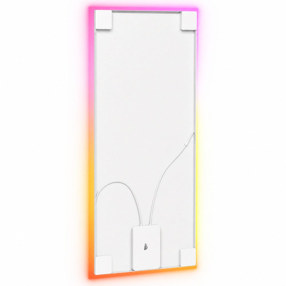 Aura LED — panel akustyczny od tyłu z listwą LED RGB, sterownikiem i kolorową łuną światła wokół krawędzi