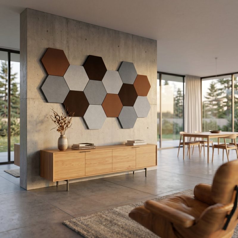 Foamly Hexagon za biurkiem w domowym studiu