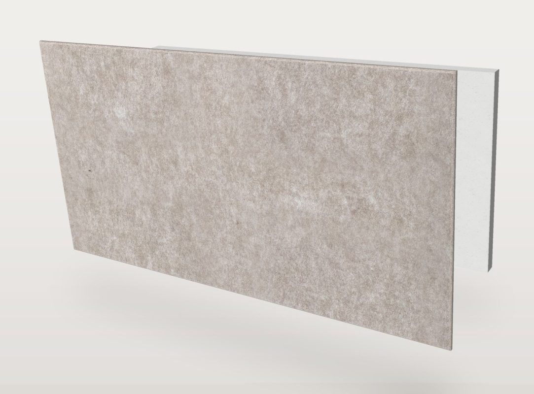 Panel akustyczny Pro.Felt E.7 Rectangle w kształcie prostokąt, rozłożony na dwie warstwy: filc akustyczny Pro.Felt z przodu i pianka Basotect z tyłu